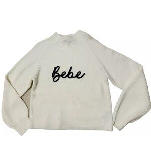 Bebe women logo crew neck knit sweater L